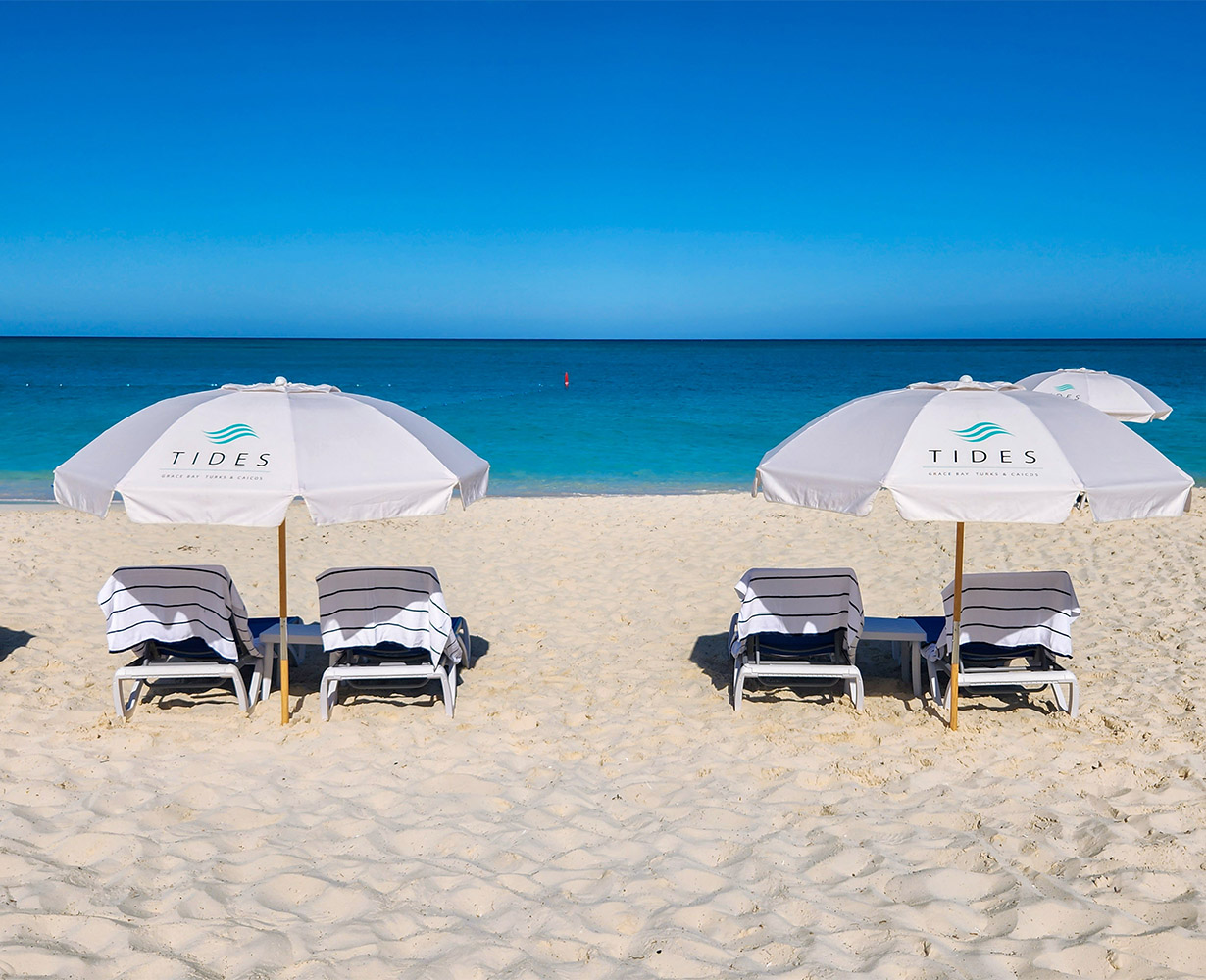 Beach with umbrellas