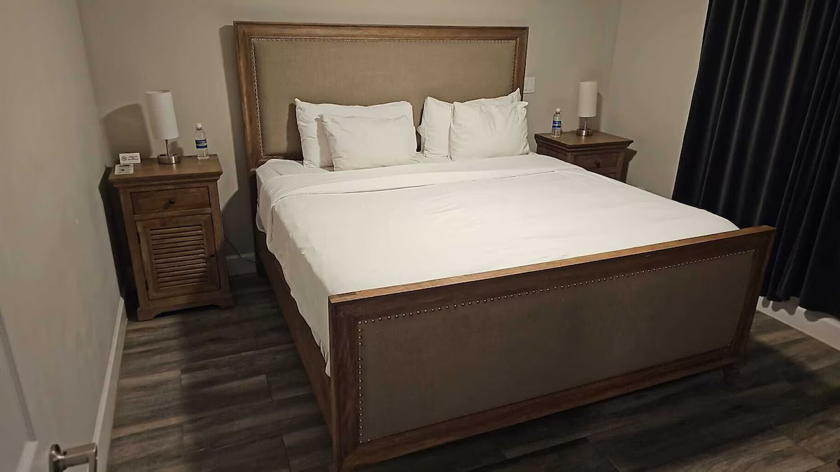 Pool view with den bedroom